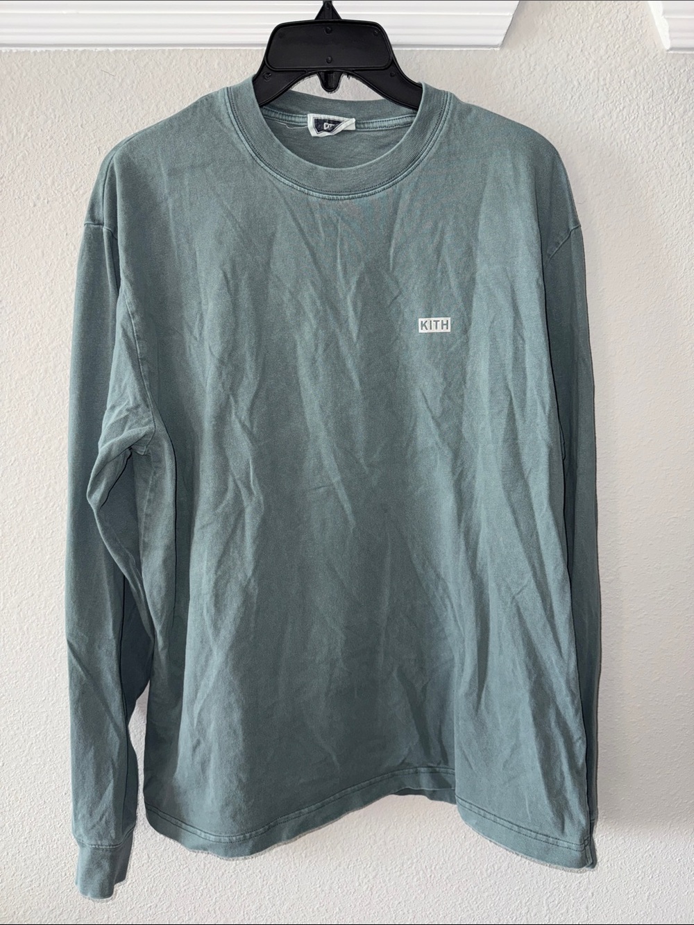 Kith Long Sleeve Logo Tee in Sage Green